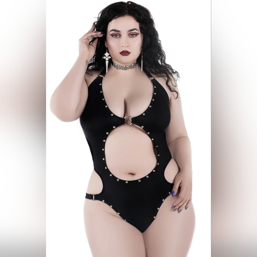Killstar Vesta Studded Swimsuit/Bodysuit Size S